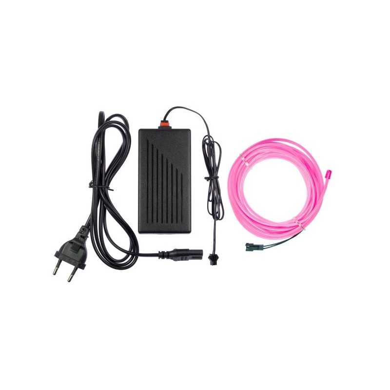 Neón flexible decoración hogar rosa - 5m - diam. 3mm + tapajuntas