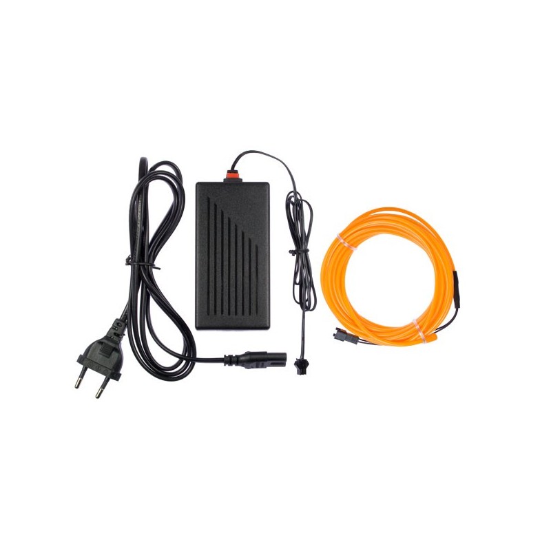 Neón flexible decoración hogar naranja - 5m - diám. 3mm + tapajuntas