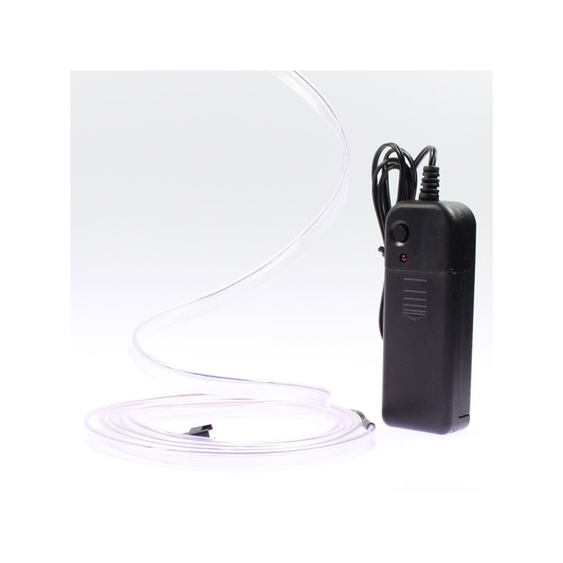 Cable luminoso collar blanco 2m con pilas transformador 