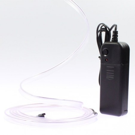 Cable luminoso collar blanco 2m con pilas transformador 