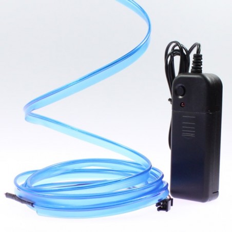 Cable luminoso collar azul 2m con pilas transformador 