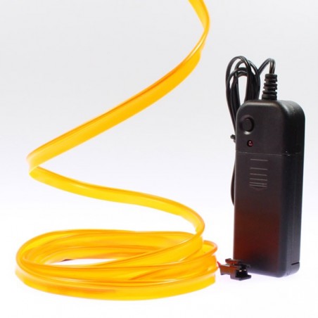 Cable luminoso collar naranja 2m con pilas transformador 