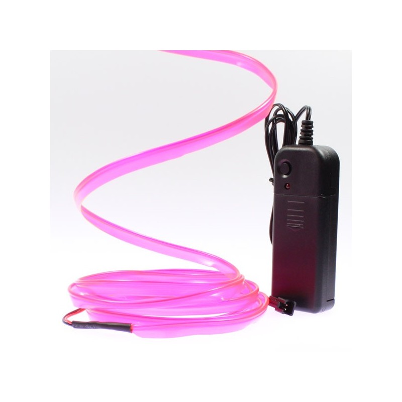 Cable luminoso collar rosa 2m con pilas transformador 