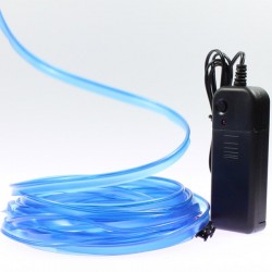 Cable luminoso cuello azul 5m con pilas transformador 