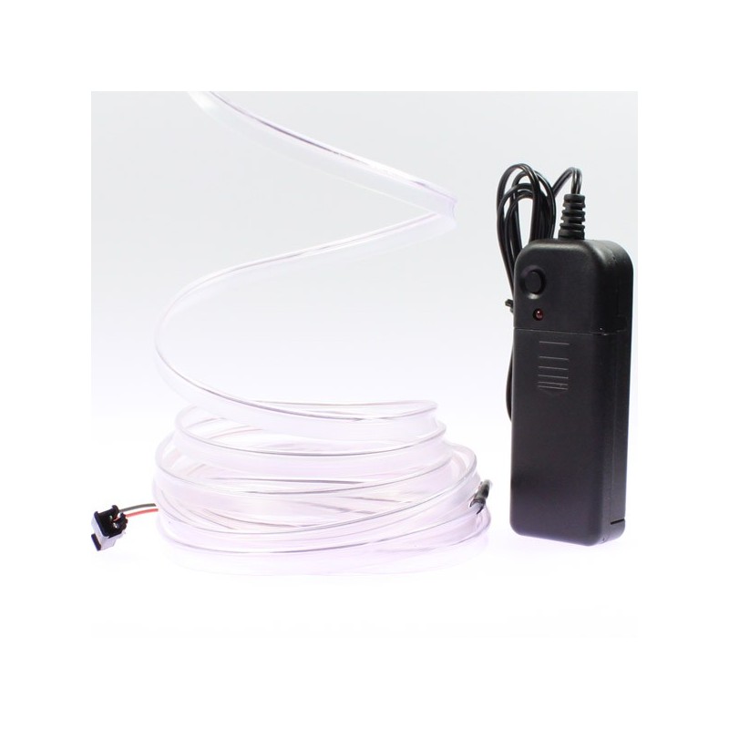 Weißer Leuchtfaden mit 5 m langem Halsband und Batteriebetrieb