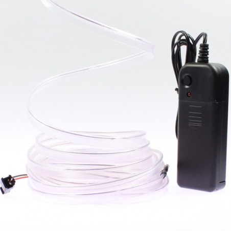 Cable luminoso collar blanco 5m con pilas transformador 