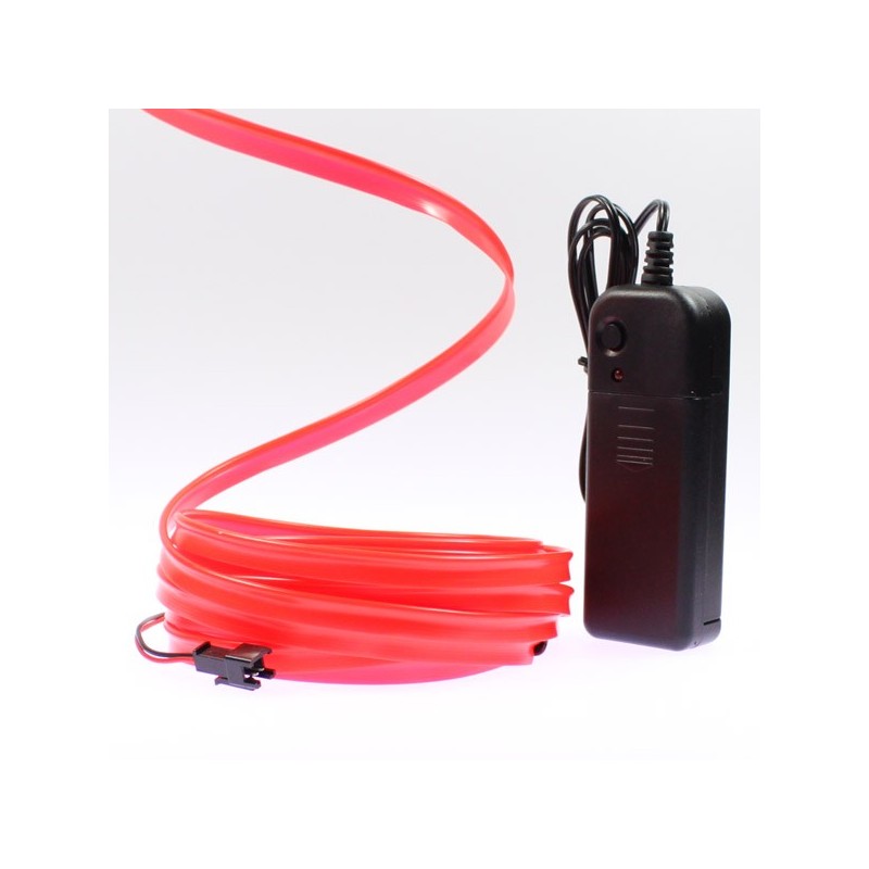 Cable luminoso collar rojo 5m con pilas transformador 