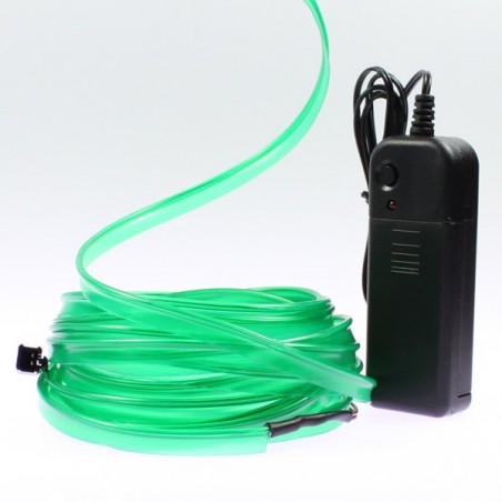 Cable luminoso cuello verde 5m con pilas transformador 