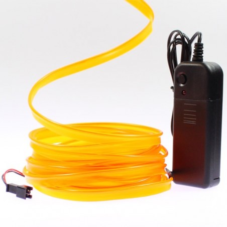 Cable luminoso collar naranja 5m con pilas transformador 