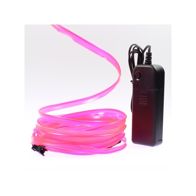 Cable luminoso collar rosa 5m con pilas transformador 