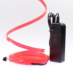 2m roter Leuchtfaden mit Batteriebetrieb