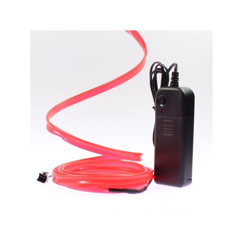 Cable luminoso collar rojo 2m con pilas transformador 