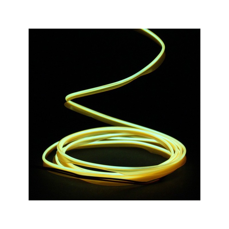 Cable luminoso collar amarillo 2m con pilas transformador 