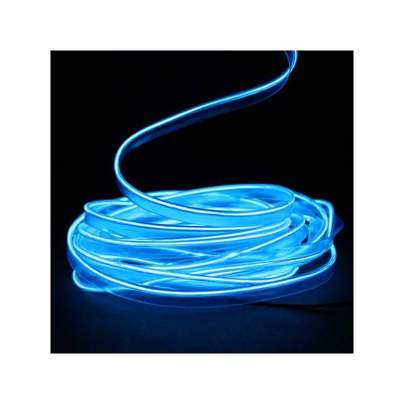Cable luminoso cuello azul 5m con pilas transformador 