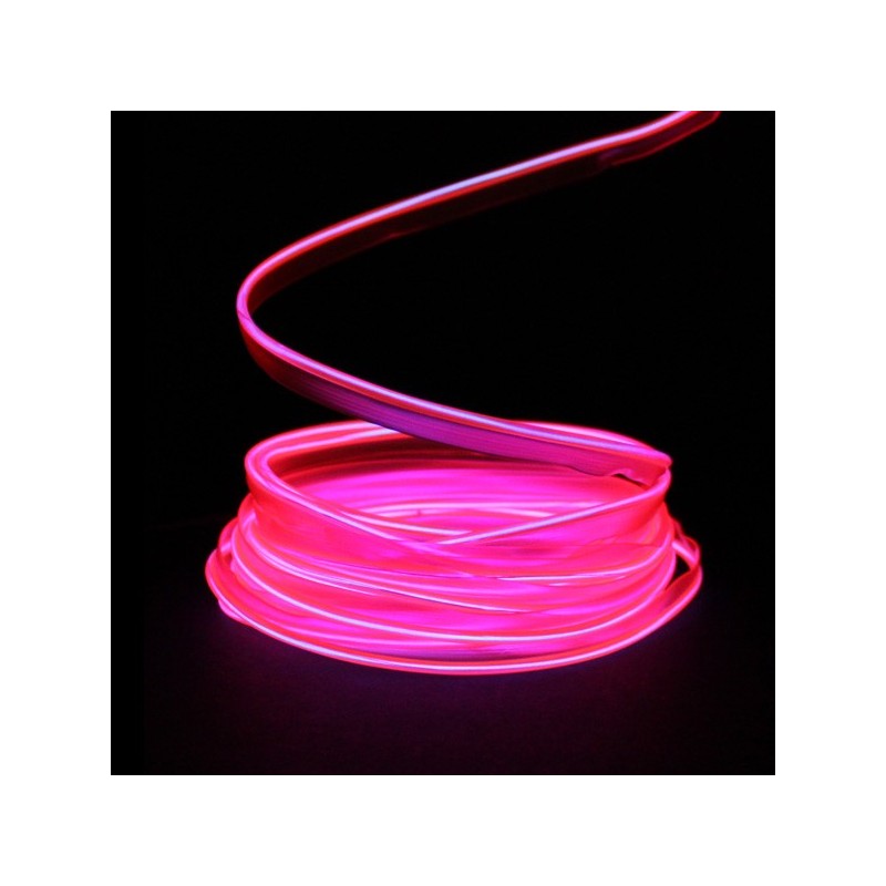 Fil lumineux rose collerette 5m avec alimentation à piles