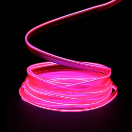 Cable luminoso collar rosa 5m con pilas transformador 