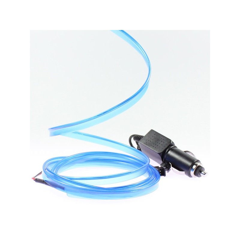 Blaues Lichtkabel mit Kragen für Autotuning und Zigarettenanzünder - 2m