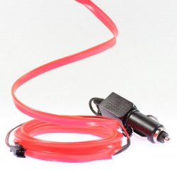 Cable luminoso collar tuning coche rojo + encendedor - 2m
