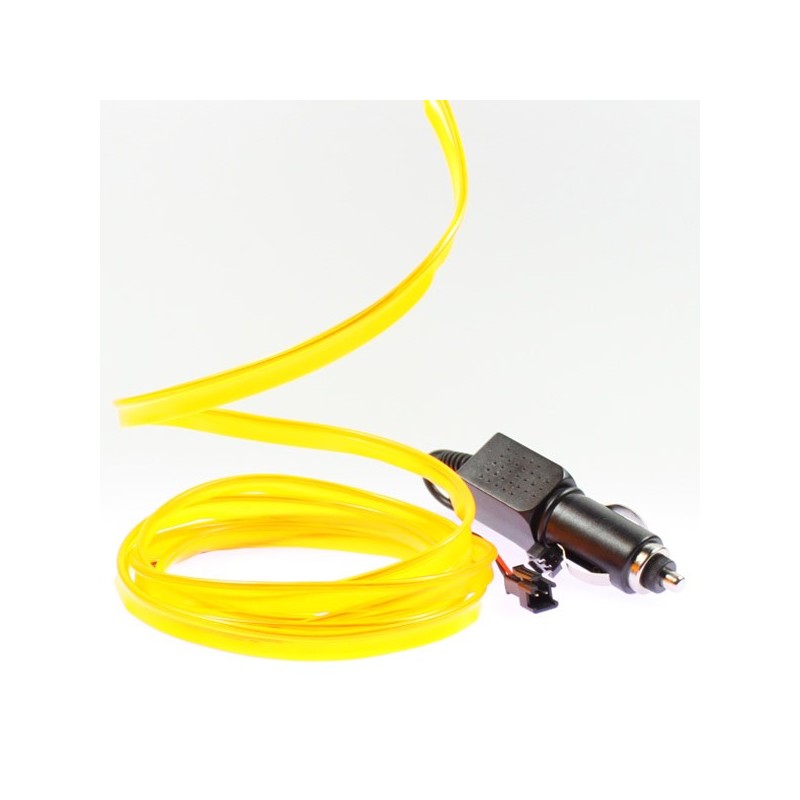 Cable luminoso collar tuning coche amarillo + encendedor - 2m