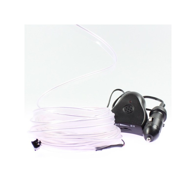 Cable luminoso cuello blanco 5m - tuning de coches + sensor de sonido