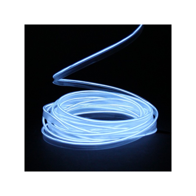 Fil lumineux blanc collerette 5m - tuning auto + capteur de son