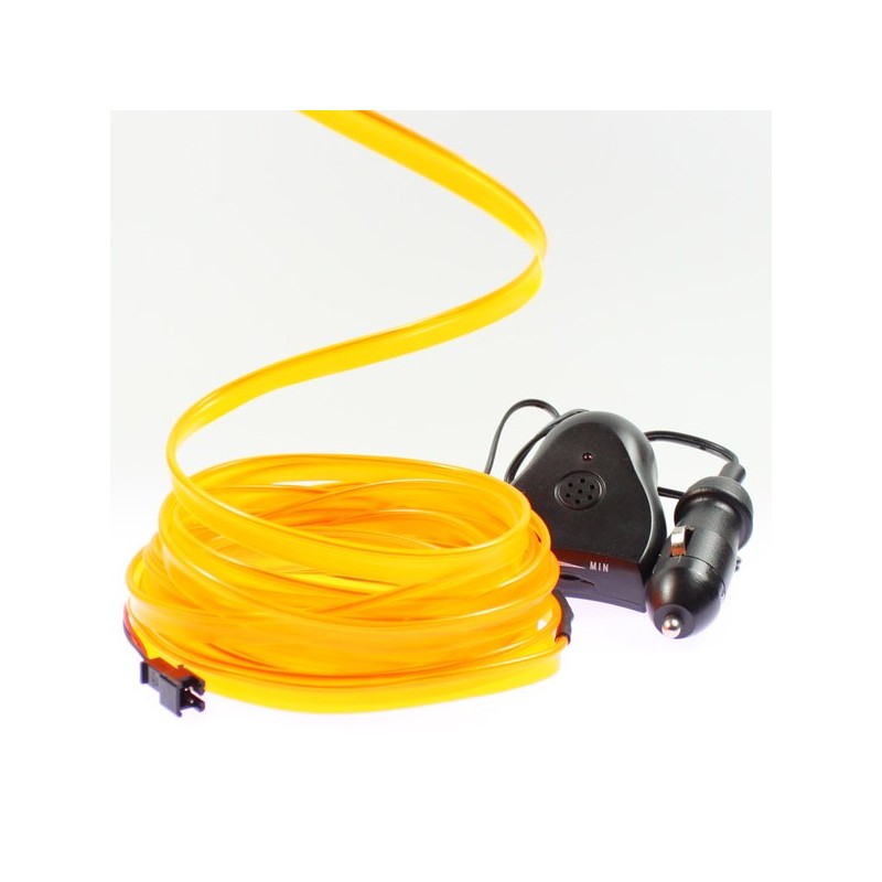 Cable luminoso collar naranja 5m - tuning coche + sensor sonido