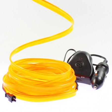 Orangefarbener Leuchtfaden 5m - Autotuning + Soundsensor