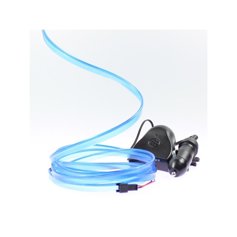 Fil lumineux bleu collerette 2m - tuning auto + capteur de son