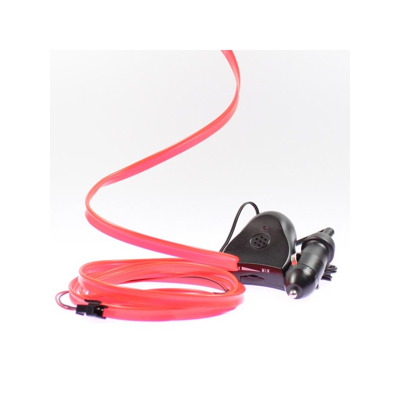 Cable luminoso collar rojo 2m - tuning del coche + sensor de sonido