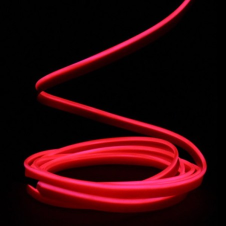 Fil lumineux rouge collerette 2m - tuning auto + capteur de son