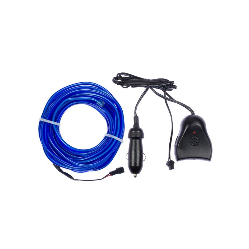 Cable luz moldeable tuning coche azul + sensor de sonido