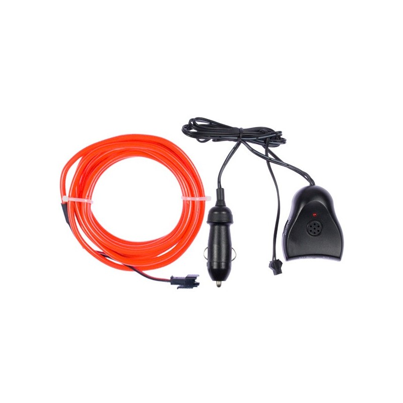 Néon flexiforme rouge tuning auto + capteur de son