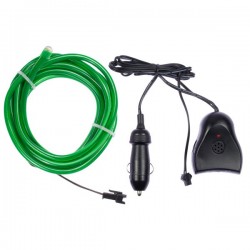 Cable luz moldeable tuning coche verde + sensor de sonido