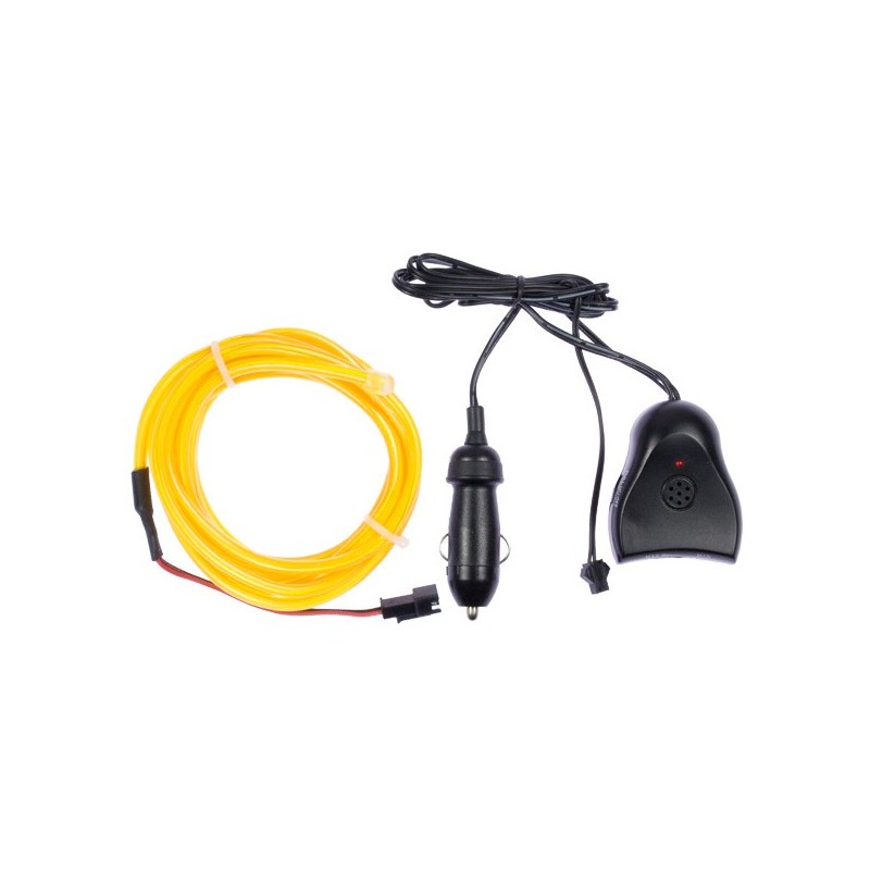 Néon flexiforme jaune tuning auto + capteur de son