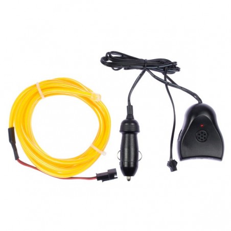 Cable luz moldeable tuning coche amarillo + sensor de sonido