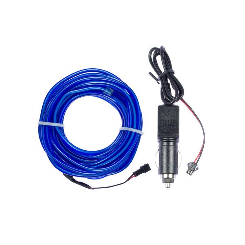 Bendable el wire blue tuning auto 2m + cigar lighter