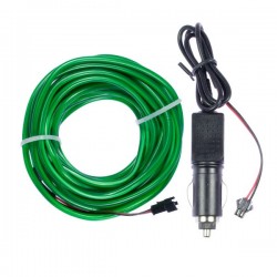 Cable luz moldeable tuning verde para coche 2m + mechero