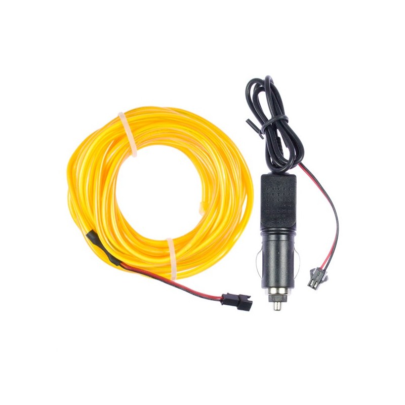 Néon flexiforme jaune tuning auto 2m + allume cigare