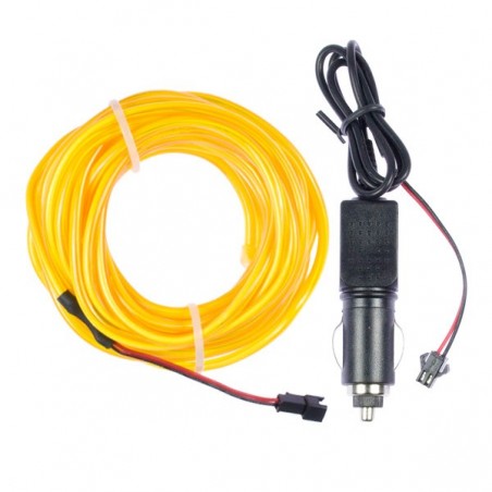 Bendable el wire yellow tuning auto 2m + cigar lighter