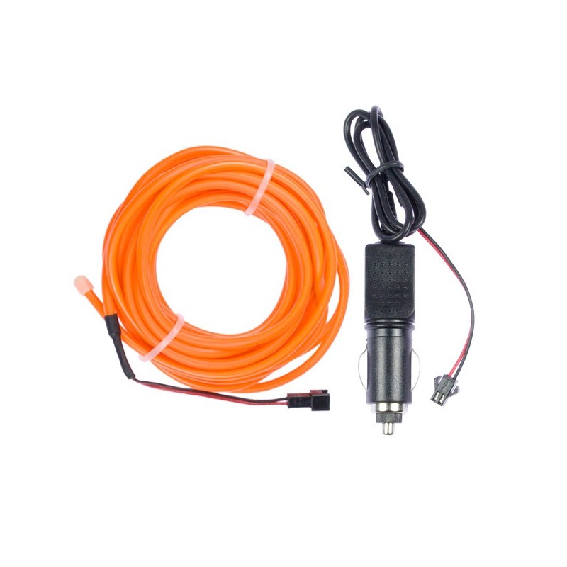 Bendable el wire orange tuning auto 2m + cigarette lighter