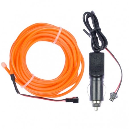 Bendable el wire orange tuning auto 2m + cigarette lighter