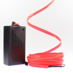 Cable luminoso collar rojo 5m con transformador 220V + intermitente 