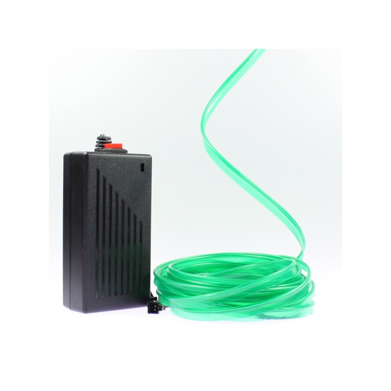 Cable luminoso collar verde 5m con transformador 220V + intermitente 
