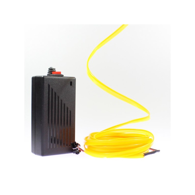 Cable luminoso collar amarillo 5m con transformador 220V + intermitente 