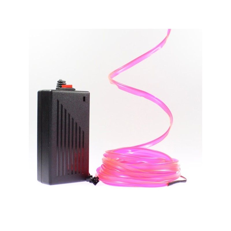 Cable luminoso collar rosa 5m con transformador 220V + intermitente 