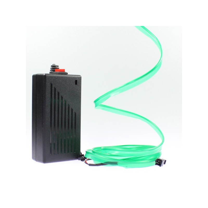 Cable luminoso collar verde 2m con transformador 220V + intermitente