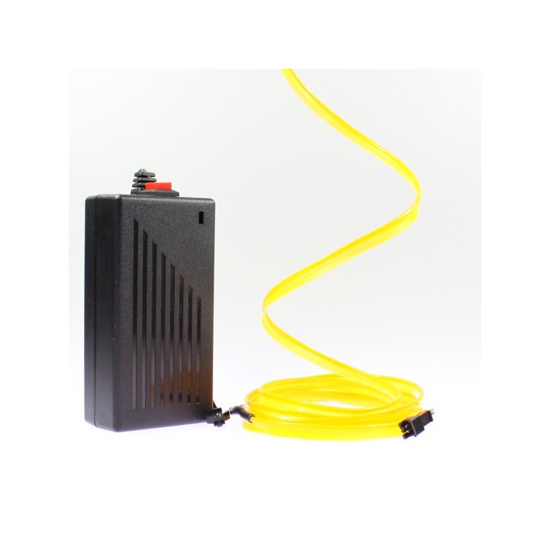 Cable luminoso collar amarillo 2m con transformador 220V + intermitente