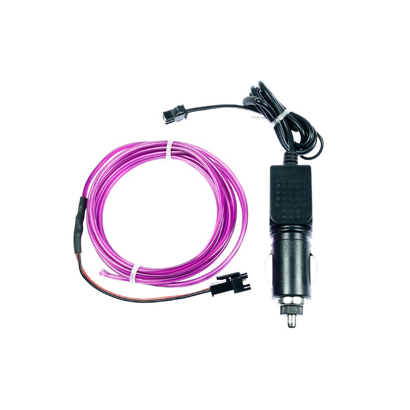 Bendable el wire violet tuning auto 2m + cigar lighter