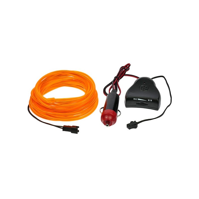 Neon flexible tuning auto orange + capteur de son - 5m - diam. 3mm