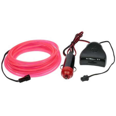 Neon flexible tuning auto rose + capteur de son - 5m - diam. 3mm
